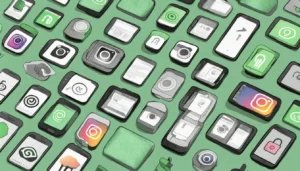 Tela de smartphone exibindo perfil fictício do Instagram com muitos ícones de seguidores e símbolo de cadeado.